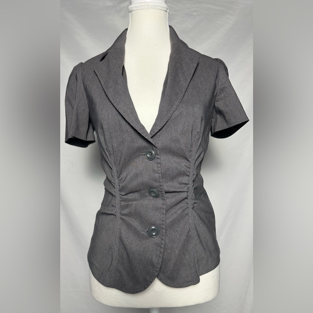 RICKI'S Grey Y2K Office Siren Whimsigoth Short Sleeve Blazer Top Size 0